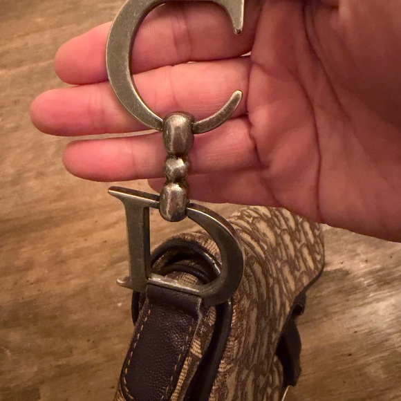 2000 Vintage Christian Dior Oblique Saddle Bag in brown canvas with leather trim - Picture 4 of 16